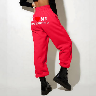 Trendy Boyfriend Sweatpants - Cozy High-Waisted Joggers with Cute Print - Carvan Mart