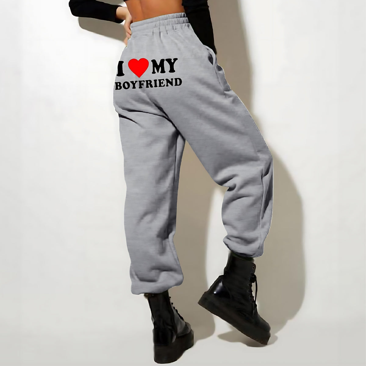 Trendy Boyfriend Sweatpants - Cozy High-Waisted Joggers with Cute Print - Carvan Mart