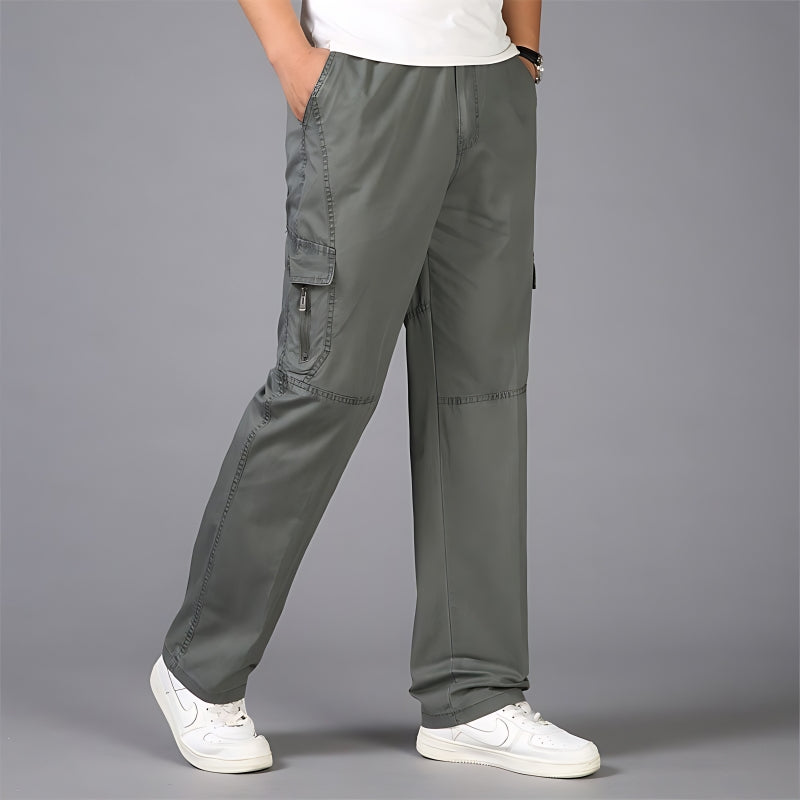 Korean Style Loose Straight Leg Thin Fat Pants - Comfortable Cotton Trousers for Spring - Army Green - Men's Pants - Carvan Mart