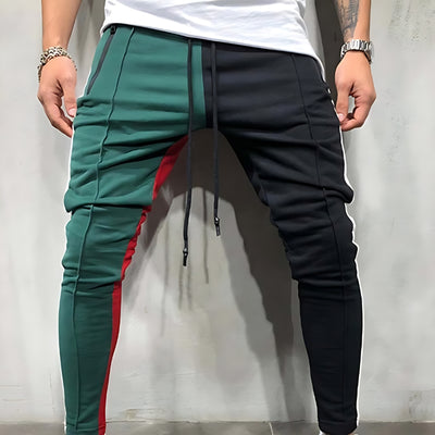Men's Color Block Jogger Pants – Athletic Fit, Comfortable, Street Style - Green black - Men's Pants - Carvan Mart