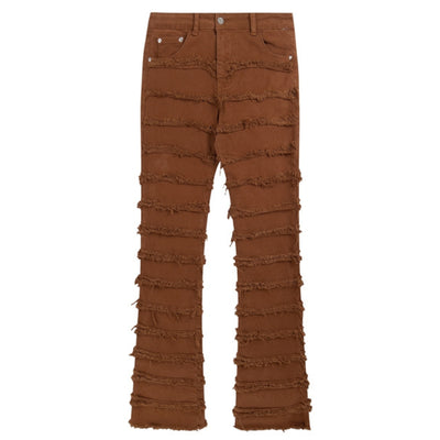 American Raw Edge High Street Jeans - Erosive Destruction Denim Pants - Carvan Mart