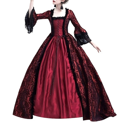 Gothic Victorian Ball Gown Dress - Elegant Renaissance Costume for Special Events - Wine Red - Prom Dresses - Carvan Mart