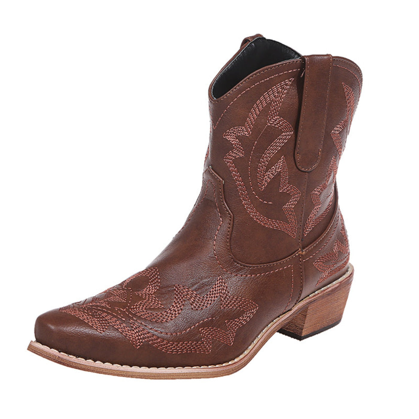 Carvan Women's Classic Cowboy Boots Croc Embroidery Wedge Heel Western Boots - Carvan Mart