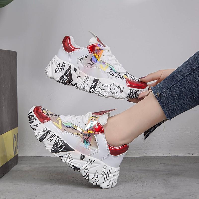 Women's Fashion Graffiti Sneakers - Trendy Lightweight High-Top Street Style Shoes - Carvan Mart