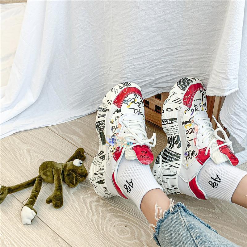 Women's Fashion Graffiti Sneakers - Trendy Lightweight High-Top Street Style Shoes - - Women's Shoes - Carvan Mart