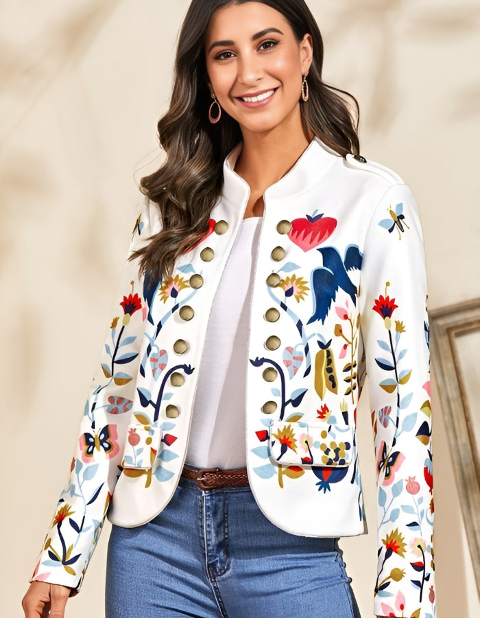 Ladies Bomber Jacket - Temperament Commute Cardigan Printed Coat for Women - Carvan Mart