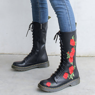 Embroidered Martens Vonda Softy T Womens High Leather Boot - Carvan Mart