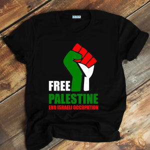 Free Palestine Casual Short-sleeve T-shirt - Black - Men's Shirts - Carvan Mart