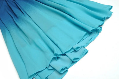 Elegant Ombre Maxi Dress - Long Sleeve Evening Gown in Gradient Blue - Carvan Mart