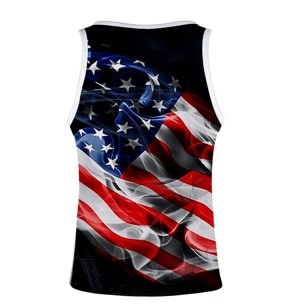 USA National Flag Print Unisex Vest - Loose Fit 3D Print Gym Tank Top - Carvan Mart