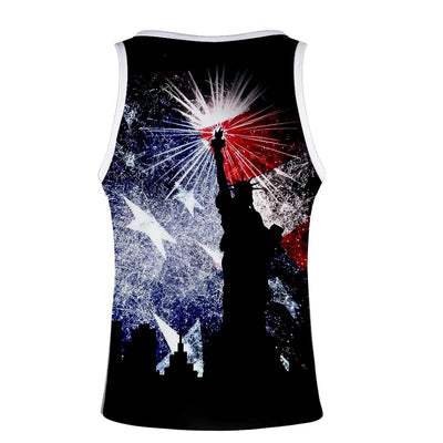 USA National Flag Print Unisex Vest - Loose Fit 3D Print Gym Tank Top - Carvan Mart