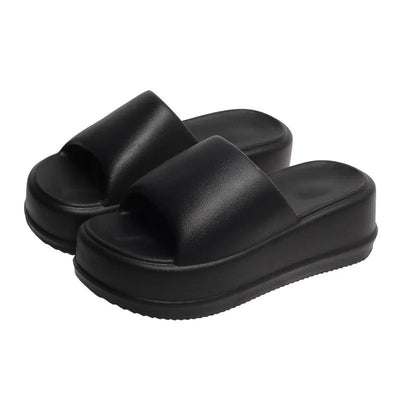 Mega Crush Flat Slippers 7cm Platform Summer Shoes For Women - Black - Women's Slippers - Carvan Mart