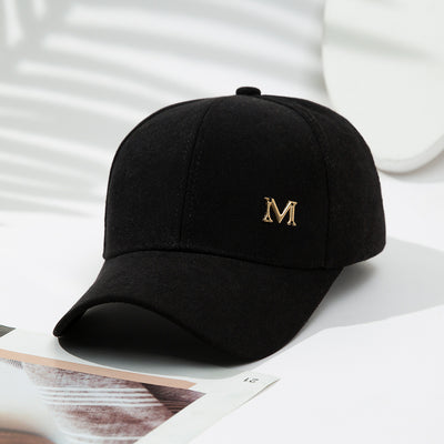 Simple Couple Iron Mark M Baseball Cap Outdoor Sunshade Sun Protection Hat - Black M Size 56 To 58cm - Men's Hats & Caps - Carvan Mart