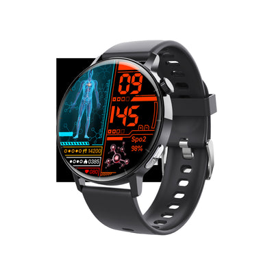 F67Pro Uric Acid Blood Lipid ECG Measurement Sleep Blood Oxygen Watch - Black Silicone English - Men's Watches - Carvan Mart