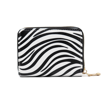 Animal Pattern Series Expanding Card Holder - Black And White Zebra Print - Women's Wallet - Carvan Mart