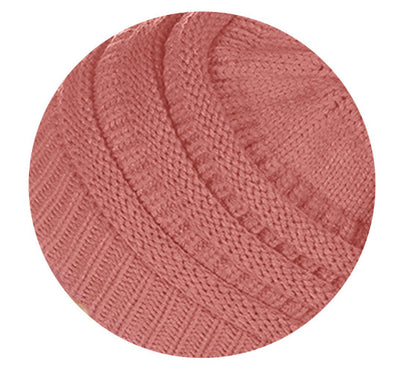 Warm Hat Thickening Not Fleece-lined Knitting Plus Fur Ball - Pink Color Average Size - Women's Hats & Caps - Carvan Mart