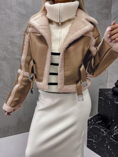 Women's Fur Integrated Long-sleeved Coat - Carvan Mart
