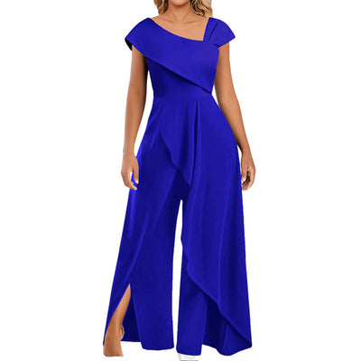 Jumpsuit Women's Simple Temperament Diagonal Collar Sleeveless Jumpsuit - - Jumpsuits & Rompers - Carvan Mart