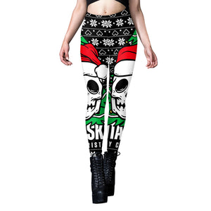 Holiday Skull Leggings - Unique Festive & Edgy Leggings for Women - B416 1067 - Pants & Capris - Carvan Mart