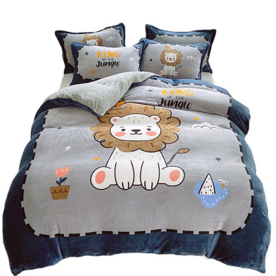 Large Version Milk Fiber Four-piece Set Autumn And Winter Thickening - - Bedding Sets - Carvan Mart