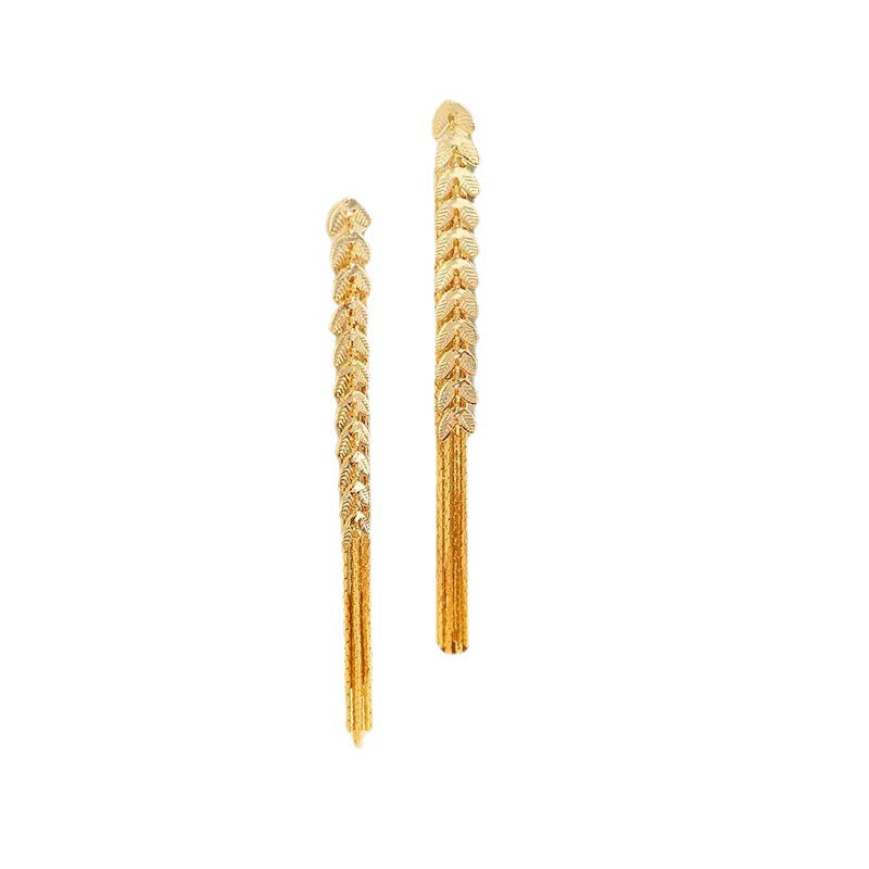 Wheat Long Fringe Dual-wear Earrings - - Earrings - Carvan Mart