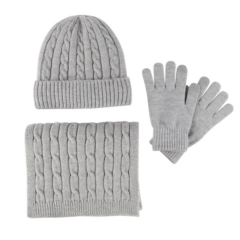 Knitting Hat Scarf And Gloves Three-piece Set - - Men's Hats & Caps - Carvan Mart