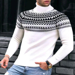 Vintage Patchwork Turtleneck Teenagers Men's Long Sleeve - Carvan Mart