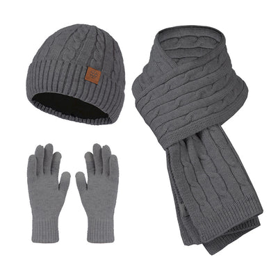 Knitting Hat Scarf And Gloves Three-piece Set - Dark Gray - Men's Hats & Caps - Carvan Mart