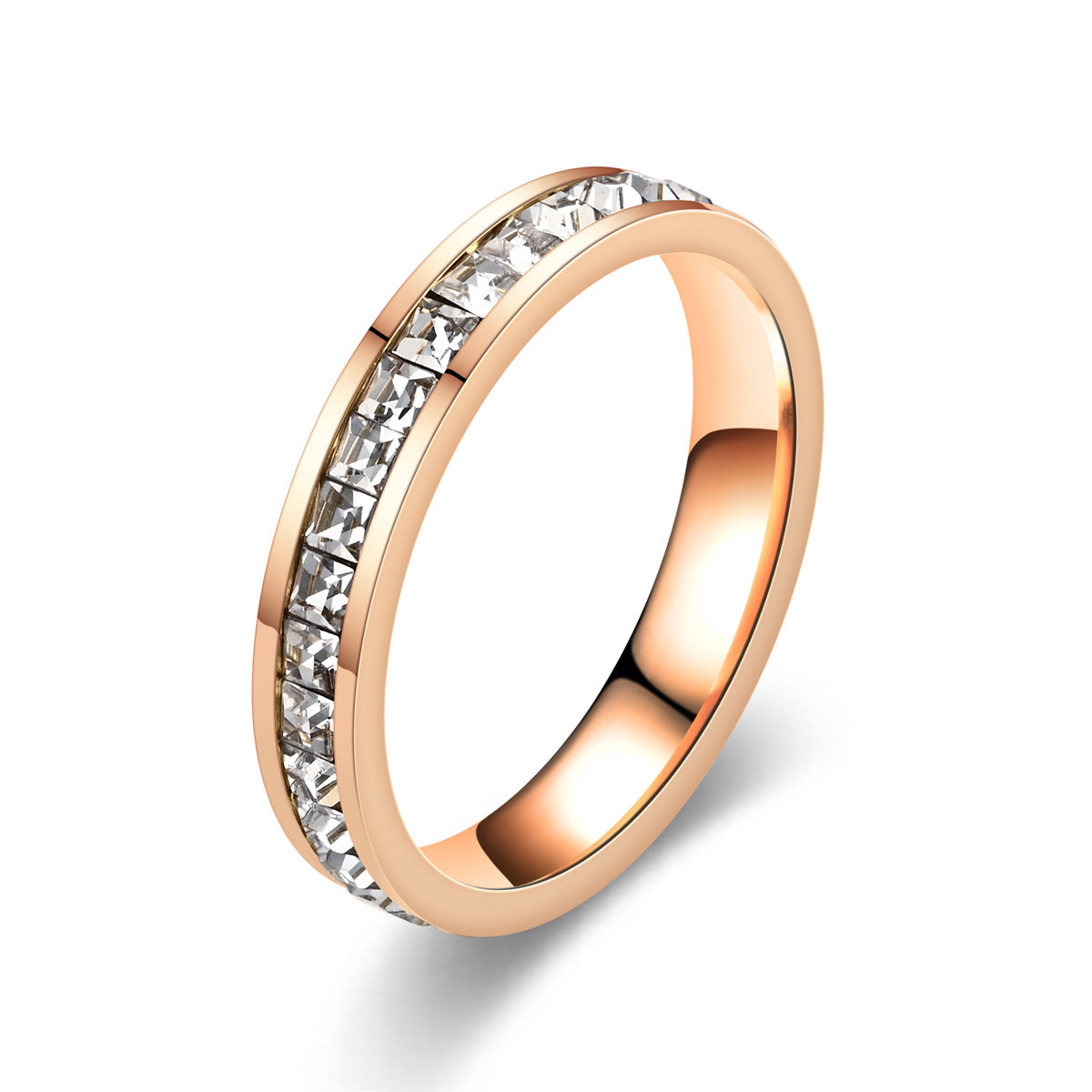 Stacked Birthstone Eternity Ring Diamond Starry Ring - 4MM Rose Gold Single Row - Women's Rings - Carvan Mart