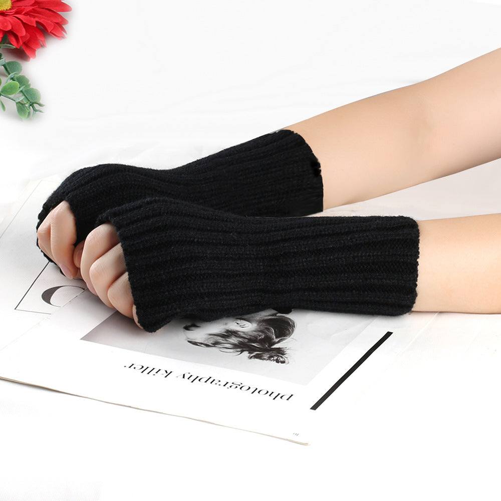 Knitting Wool Gloves Straight Arm Knitted Warm - Carvan Mart