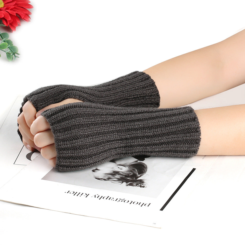 Knitting Wool Gloves Straight Arm Knitted Warm - Carvan Mart