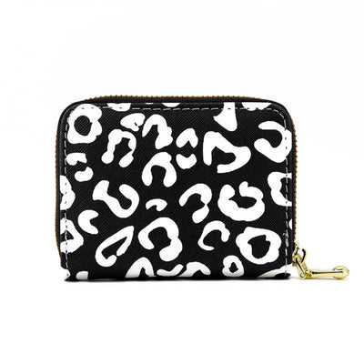 Animal Pattern Series Expanding Card Holder - Black Leopard Print - Women's Wallet - Carvan Mart