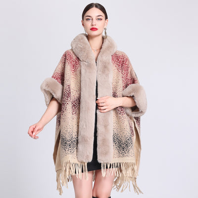 Women's Plaid Cashmere Fur Collar Cardigan Coat - Carvan Mart