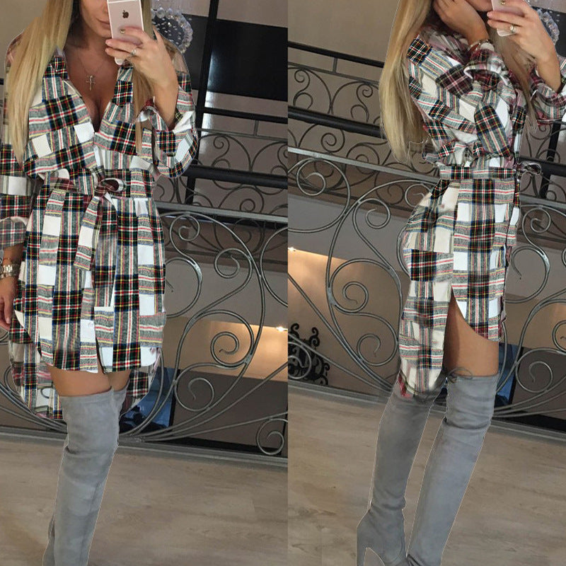 Women's Long Sleeve Plaid Elegant Shirt - Carvan Mart