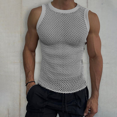 Stylish Men's Sleeveless Mesh Tank Top - Breathable Summer Gym Shirt - - Men's Shirts - Carvan Mart