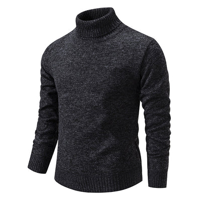 Men's Turtleneck Sweater - Warm Knit Pullover for Winter Fashion - Black - Men's Sweaters - Carvan Mart