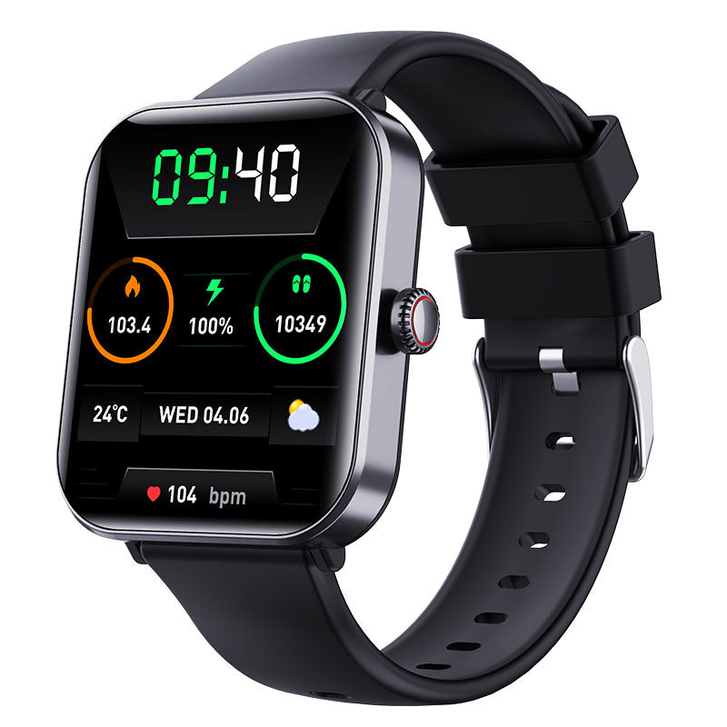 F57Pro Smart Watch Bluetooth Calling Health Monitoring - Black Silicone English - Men's Watches - Carvan Mart