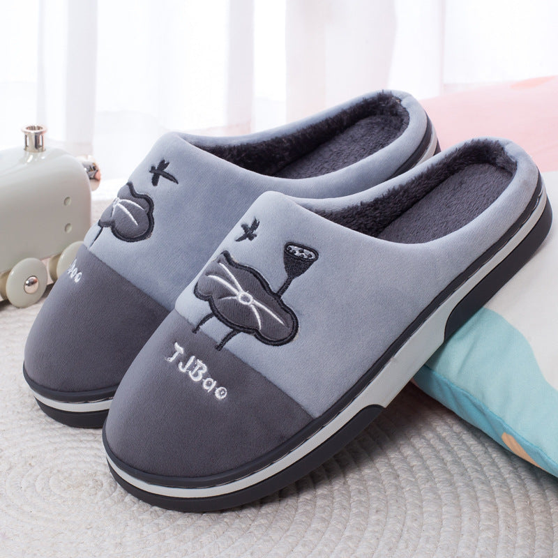 Thermal Cotton Slippers Home Indoor Couple Thickening - Bright Gray - Women's Slippers - Carvan Mart