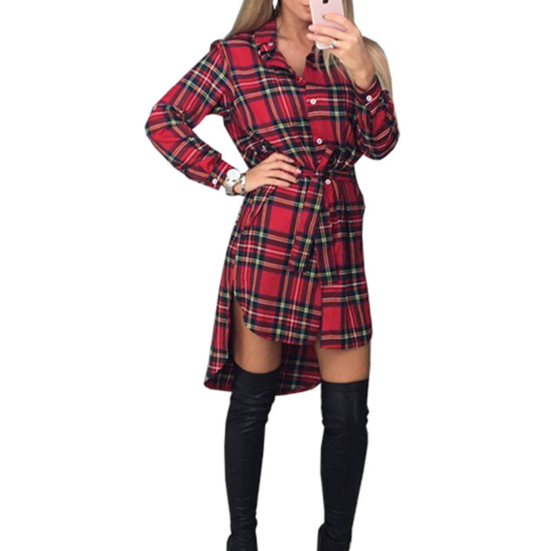 Women's Long Sleeve Plaid Elegant Shirt - Carvan Mart