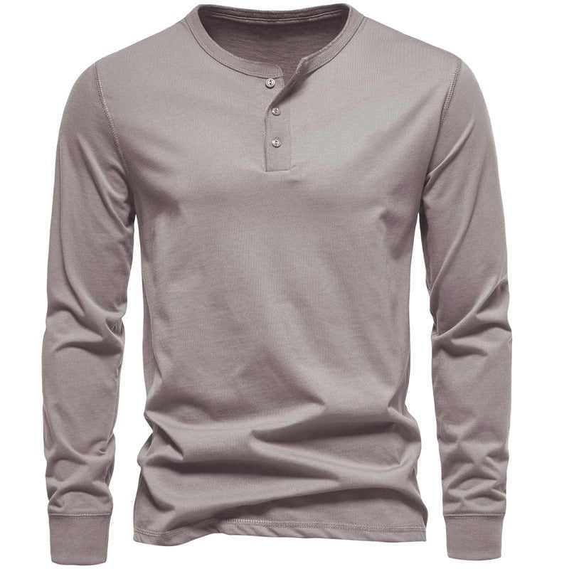 Modern Henley Neck Tops Men's Long-sleeve T-shirt - Carvan Mart