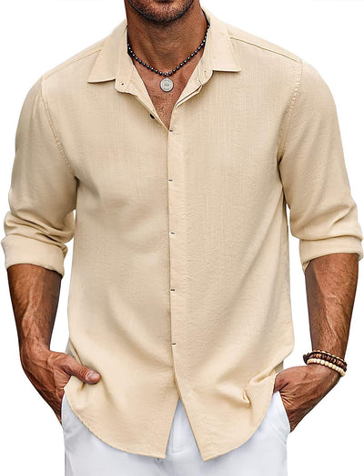 Men's Shirt Patchwork Long Sleeve Lapel - Khaki - Men's Shirts - Carvan Mart