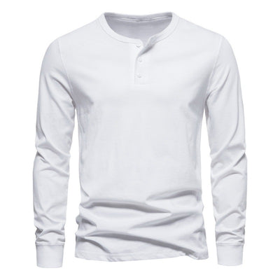 Modern Henley Neck Tops Men's Long-sleeve T-shirt - Carvan Mart