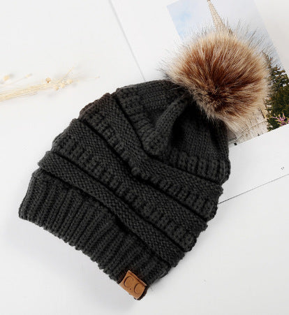 Warm Hat Thickening Not Fleece-lined Knitting Plus Fur Ball - Carvan Mart