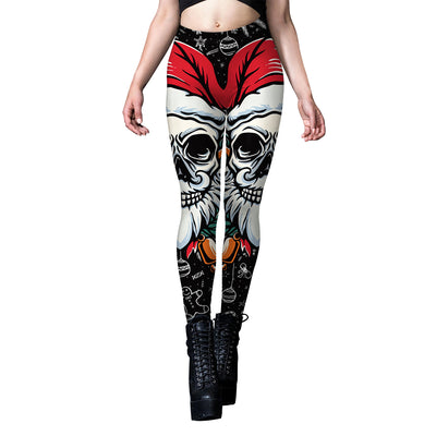 Holiday Skull Leggings - Unique Festive & Edgy Leggings for Women - B416 1070 - Pants & Capris - Carvan Mart