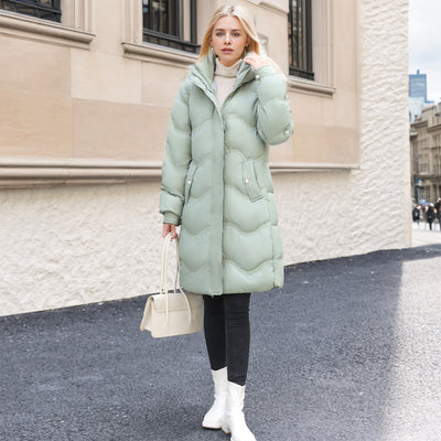 Stylish Winter Quilted Coat Mid-length Women's Cotton Jacket - Green - Women's Coats & Jackets - Carvan Mart