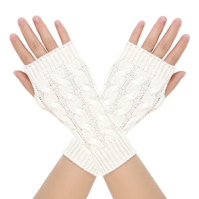 Warm Wool Gloves Winter Men's Open Finger - White Average Size - Women Gloves & Mittens - Carvan Mart