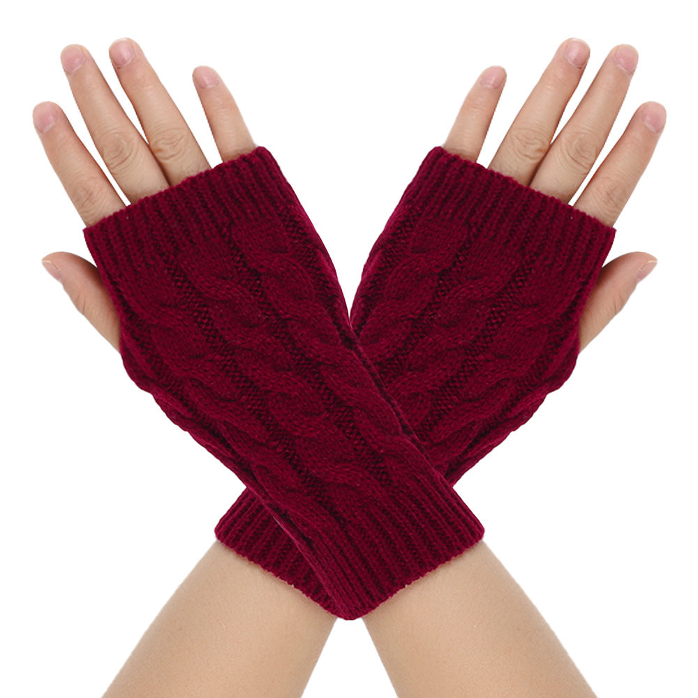 Warm Wool Gloves Winter Men's Open Finger - Carvan Mart