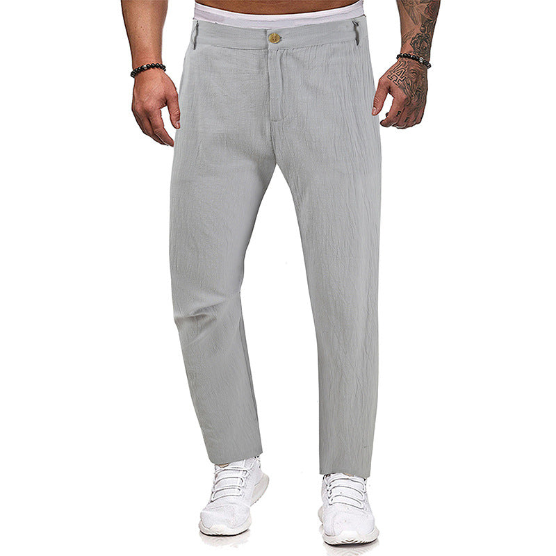 Men's Sports Loose Straight Trousers - Comfortable Cotton Pants for Active Lifestyles - Gray - Men's Pants - Carvan Mart