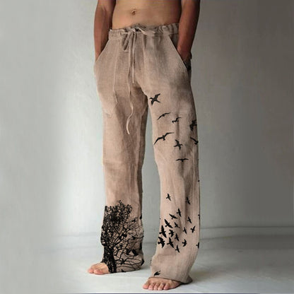 Printed Flying Bird Drawstring Leisure Men's Pants - Carvan Mart Ltd