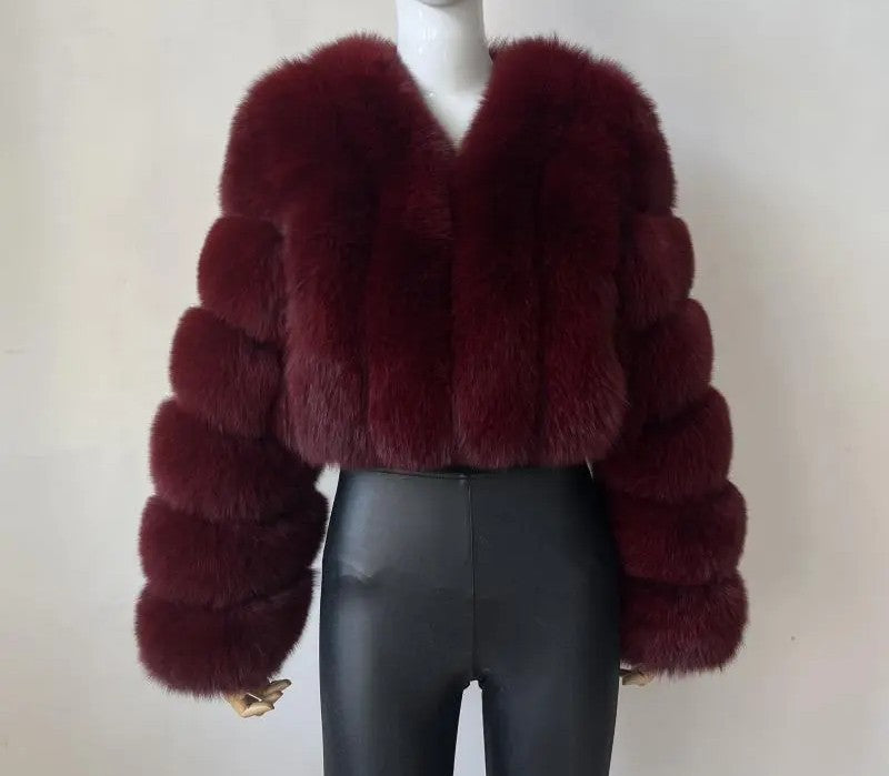 New Women's Coat Short Stitching Long Sleeve Fur Jacket - Carvan Mart